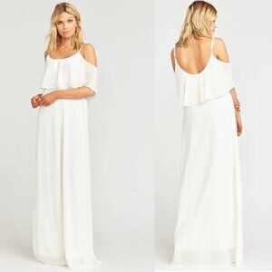 Show Me Your Mumu White Caitlyin Ruffle Maxi Dress Size M NWT